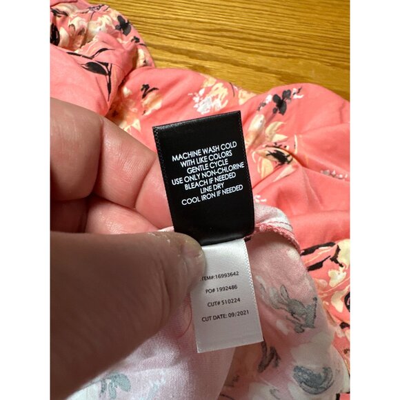 Torrid Mini Challis Shirred Short Sleeve Peach Floral Dress Size L - Picture 8 of 9